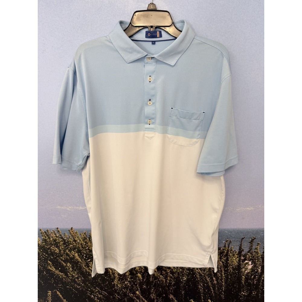 Stitch‎ golf Men's Polo Shirt Size XL, blue White Colorblock great condition